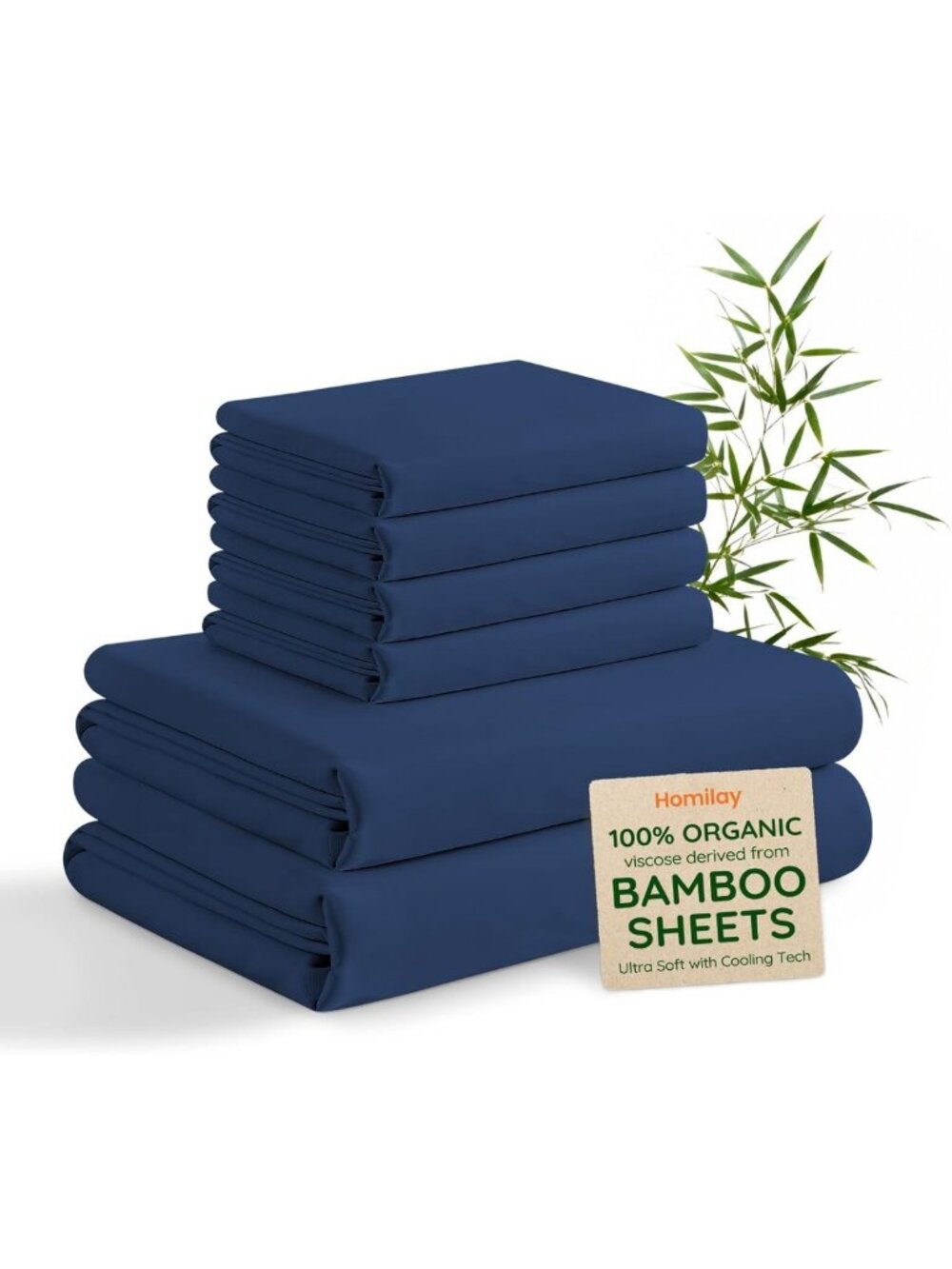 Queen Bamboo Sheet Set - 6 Pieces, Silky Soft, Deep Pocket, Organic & Cooling